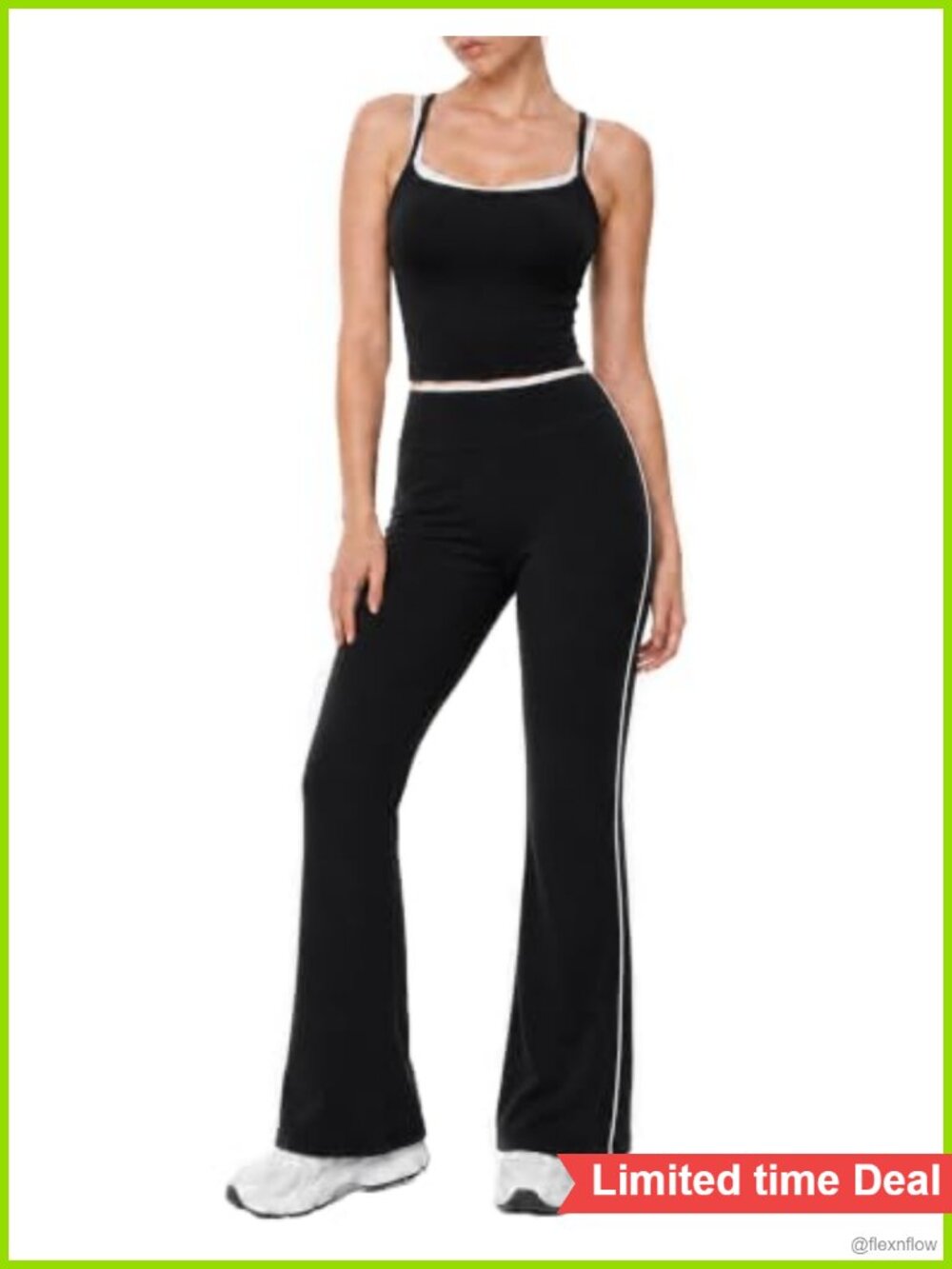 Women's 2 Piece Workout Set Nylon Spandex Sports Bra High Waist Flare Leggings